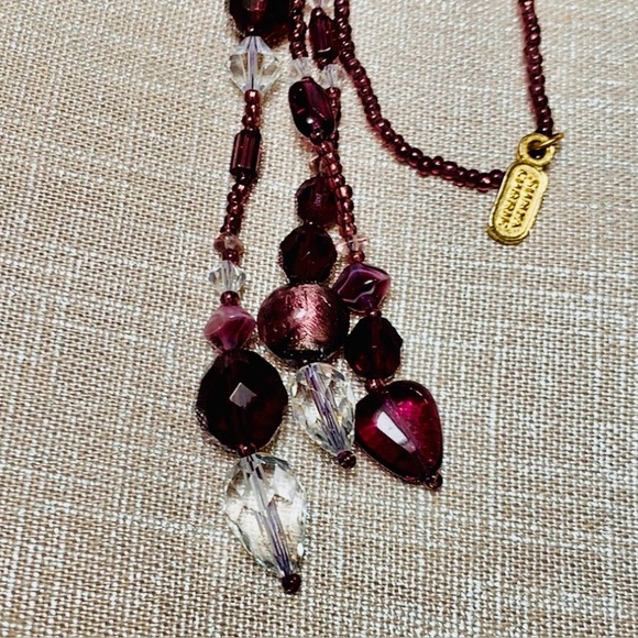 Vintage Sunya Currie purple glass bead necklace ❣️ - Picture 6 of 8